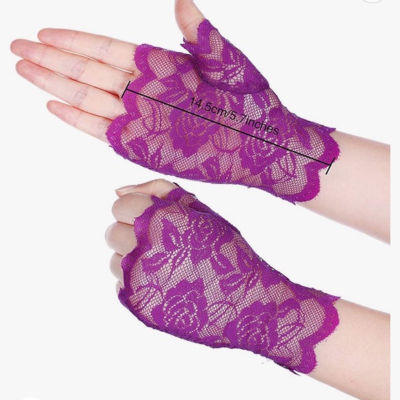 NWT Short Lace Floral Gloves Sunblock Fingerless Bridal Derby Equestrian Gloves - Picture 3 of 7